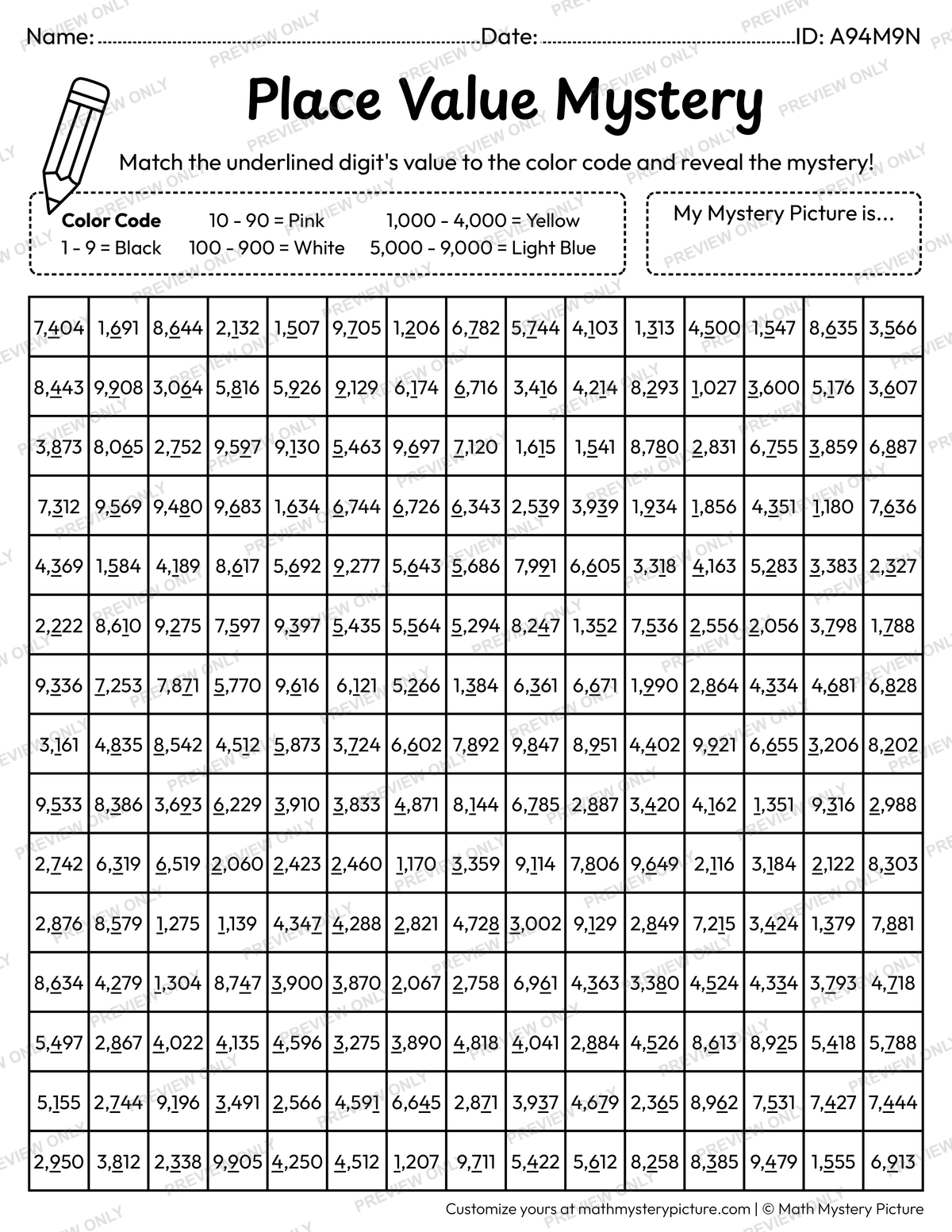 Birthday Party Emoji Value of Underlined Digit Math Mystery Picture Coloring Worksheet