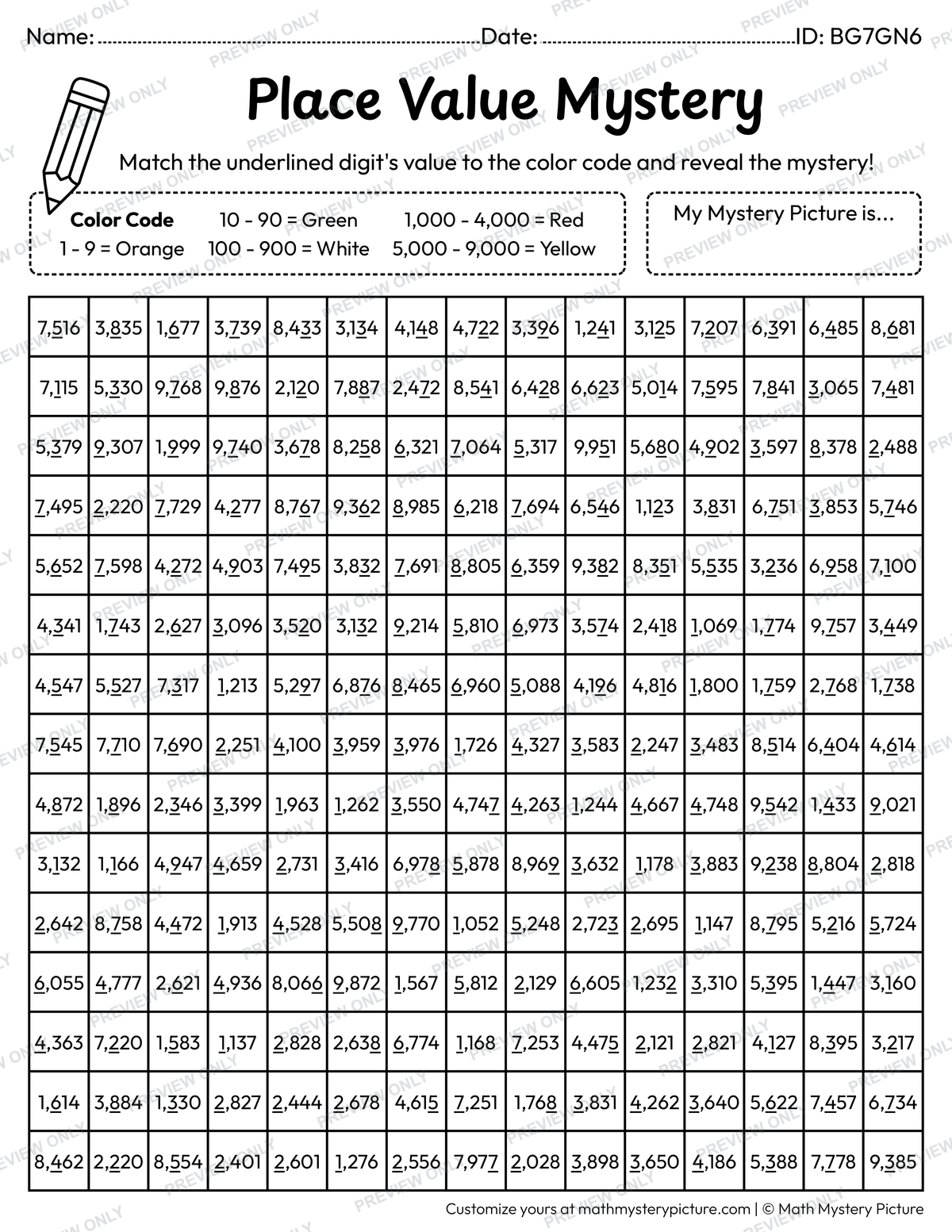 Chinese New Year Red Envelope Value of Underlined Digit Math Mystery Picture Coloring Worksheet