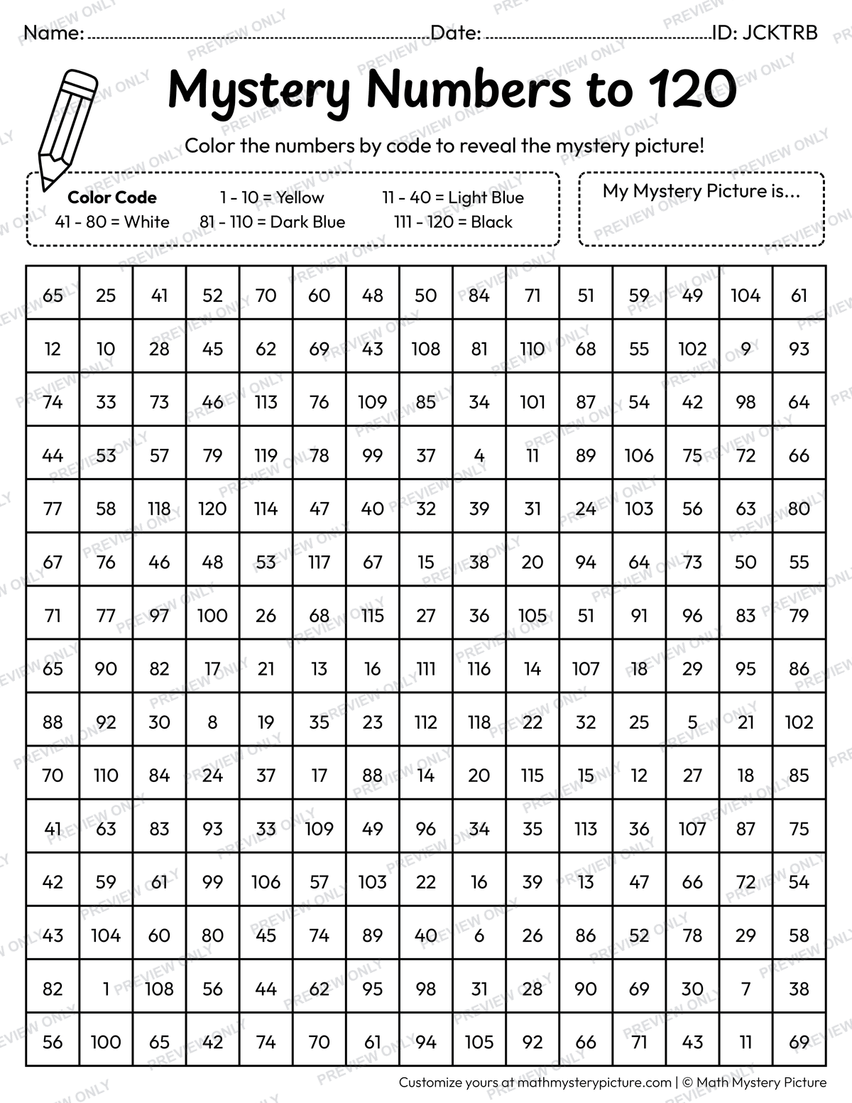Spring Butterfly Numbers to 120 Math Mystery Picture Coloring Worksheet