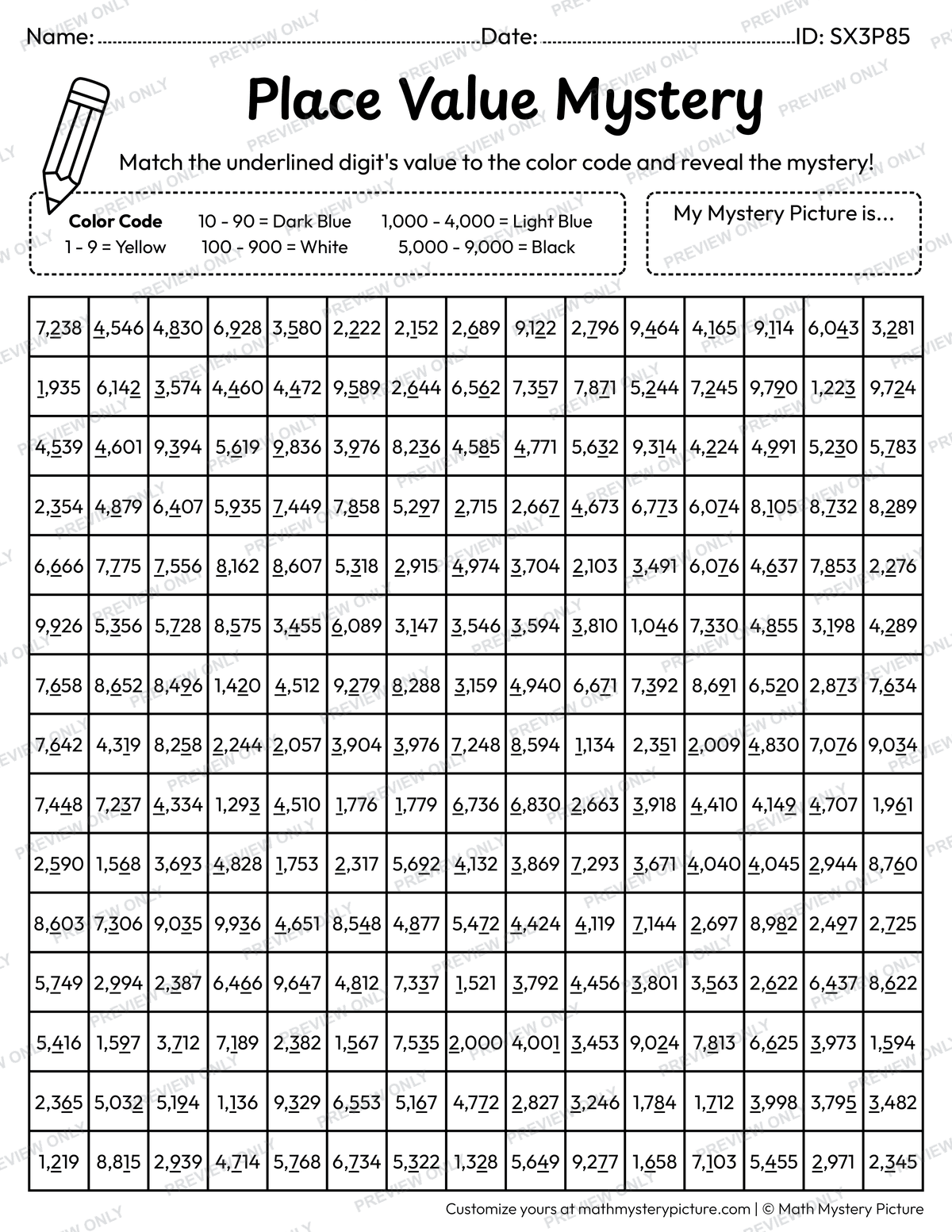 Spring Butterfly Value of Underlined Digit Math Mystery Picture Coloring Worksheet