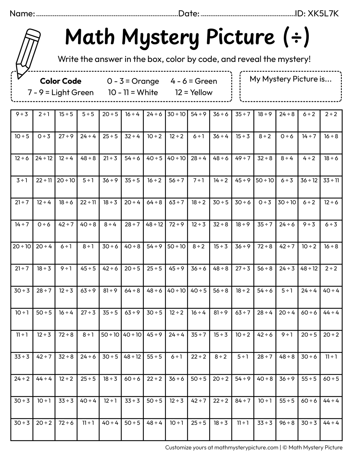Division Homework Sheets Printable Shamrock Division Facts Color by Number Worksheet — Math ...