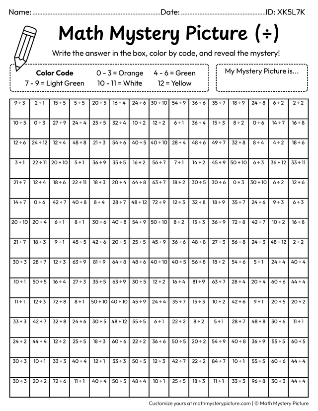 Division Homework Sheets Printable Shamrock Division Facts Color by Number Worksheet — Math ...